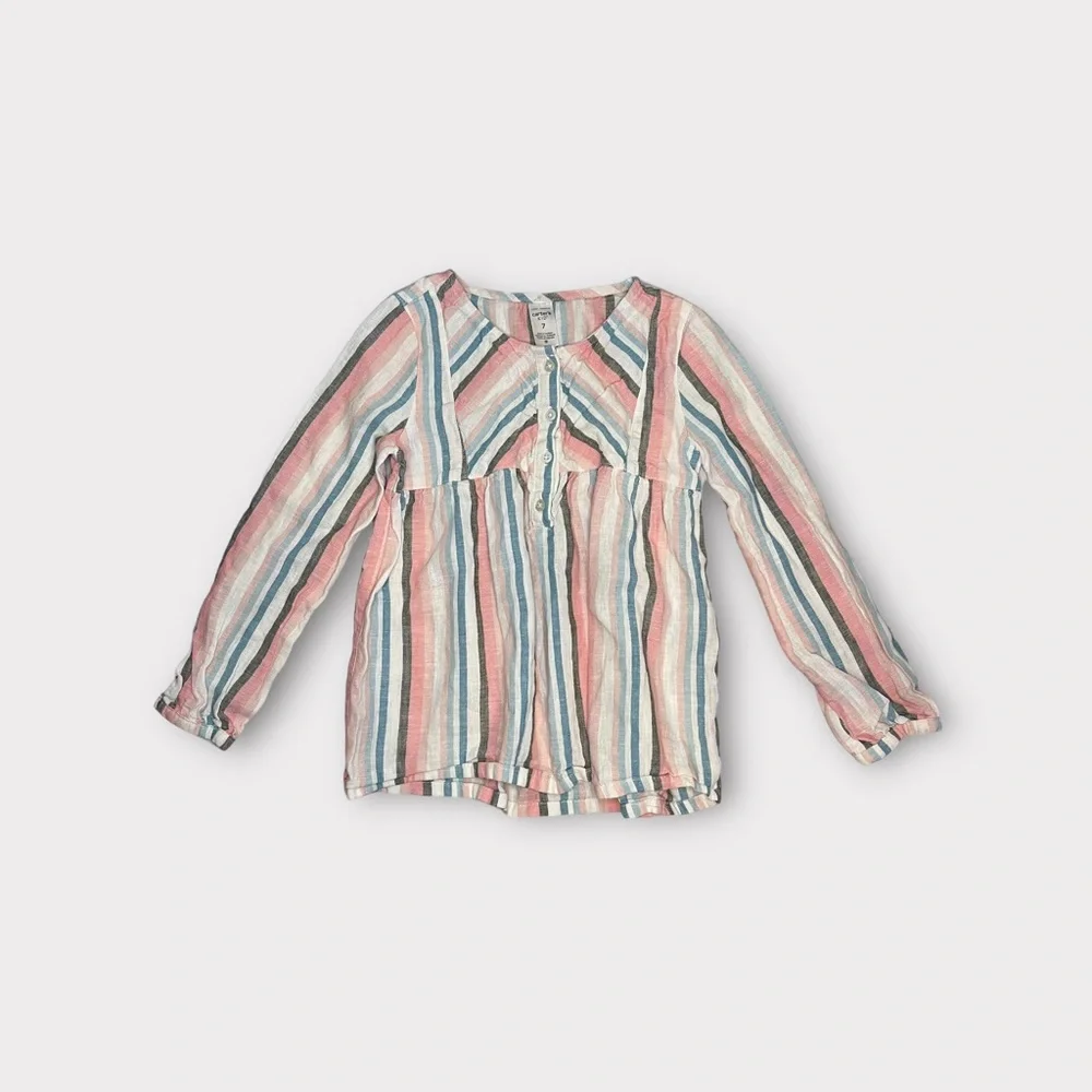 Carter's Pink & Blue Striped Top